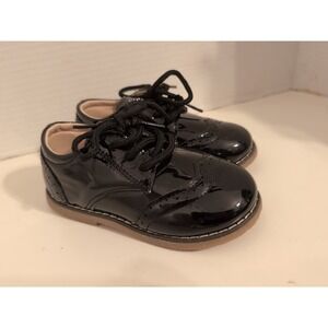 NEW Meckior Black Faux Patent Leather Dressy Lace Up Toddler Shoes Size 9.5/26